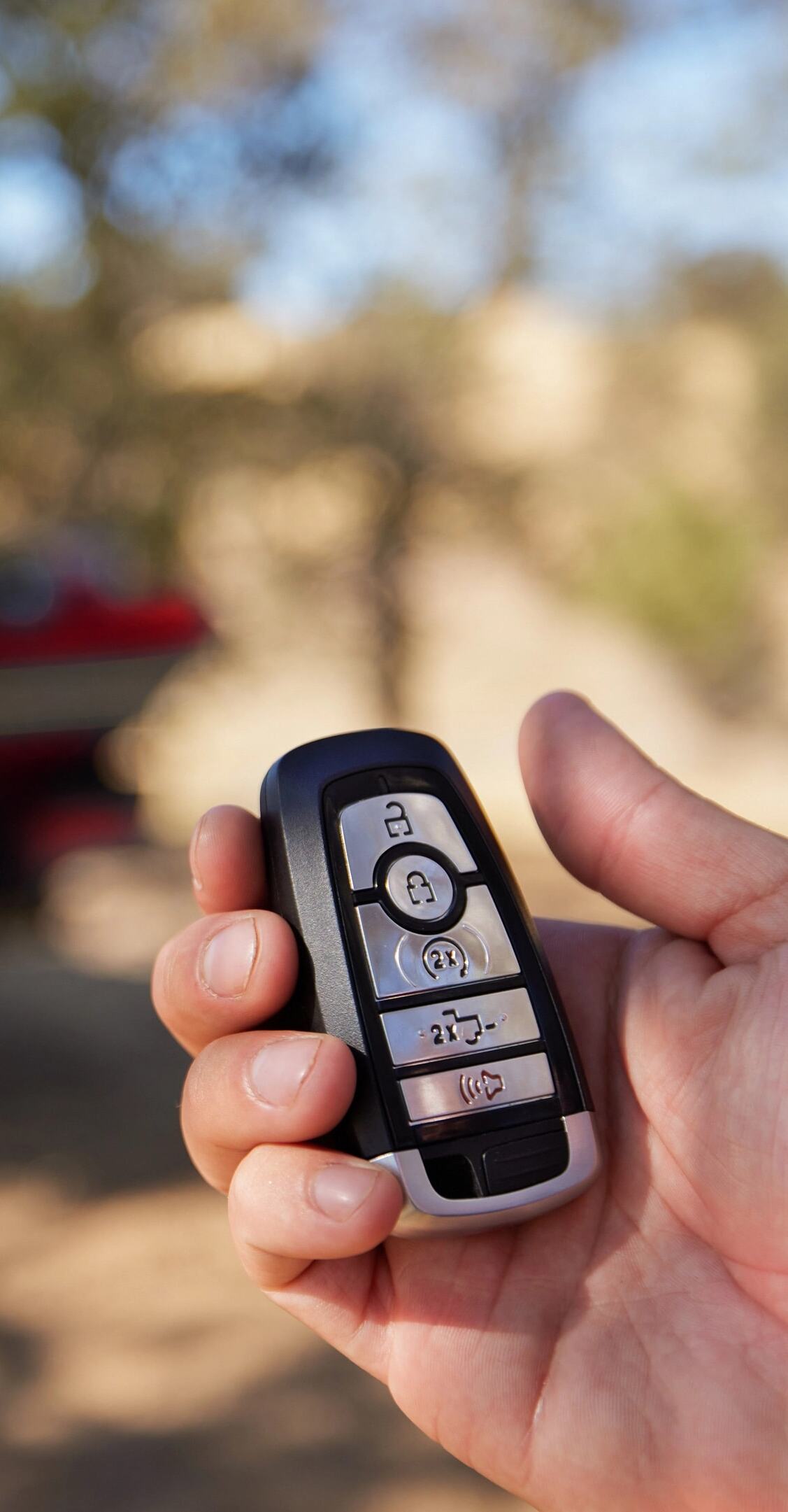 Close-up of 2026 Ford Super Duty key fob