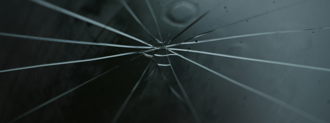 Close up on a windshield crack